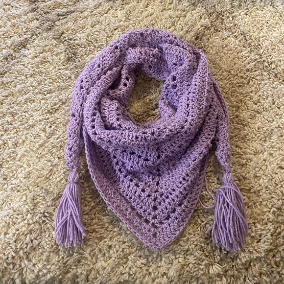 Women’s New Handmade Crochet Sparkly Purple Scarf and Shawl - Picture 1 of 6